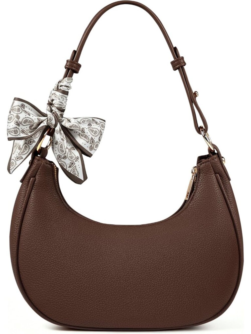 Crescent Shoulder Bag for Women Small Litchi Leather Underarm Purse Handbag